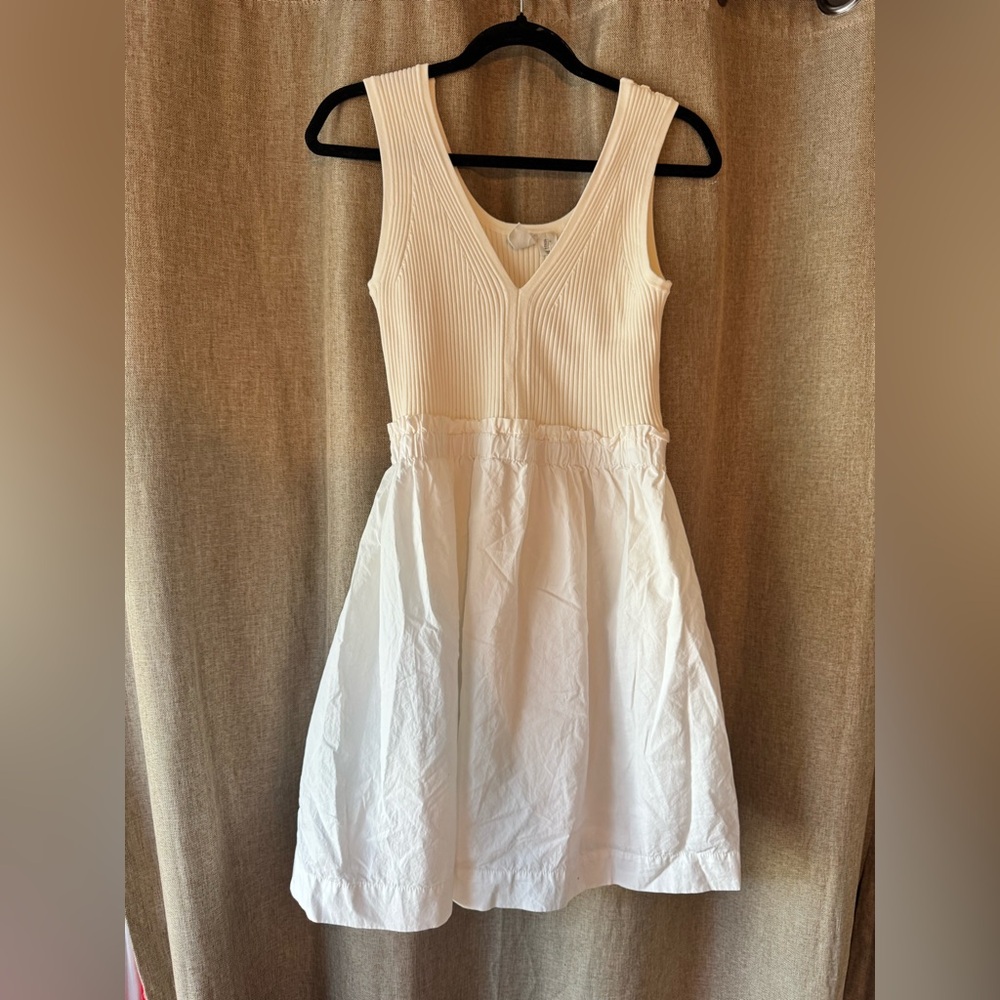 Joie White Knit Bodice Sleeveless Mini Dress